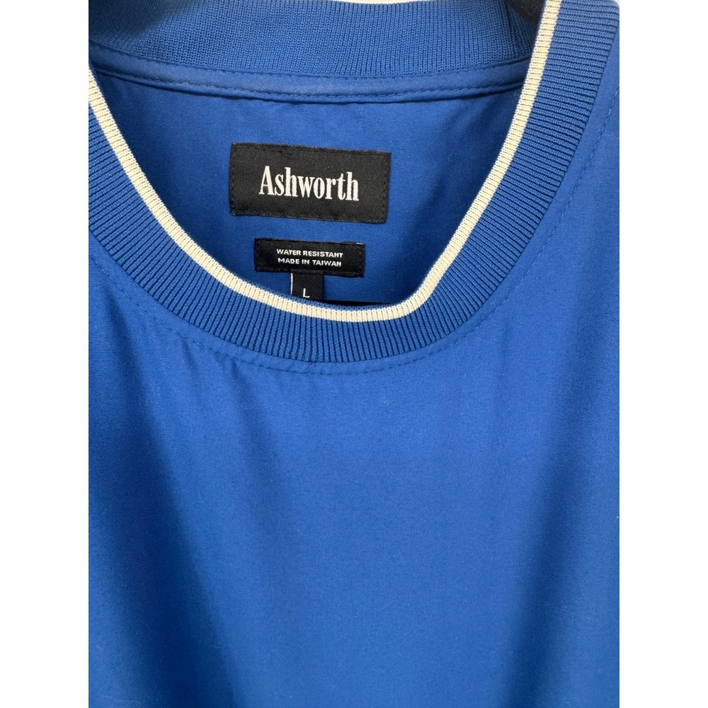 Ashworth Mens Blue Water Resistant Golf Pullover Windshirt Crew Neck Large